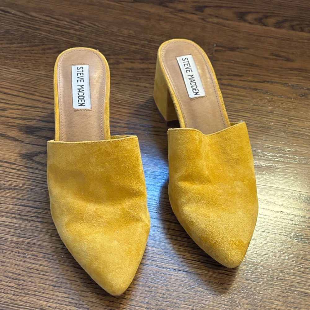 Steve Madden Yellow Suede Mules